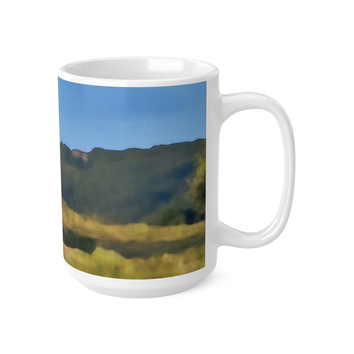 Ceramic White Cup 15oz - Tuscan Landscape (Variant 1)