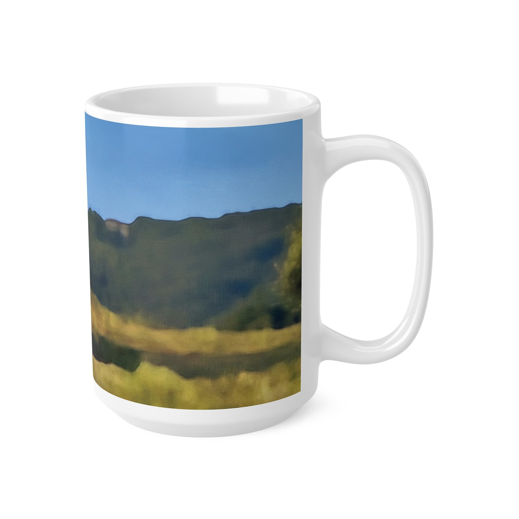 Ceramic White Cup 15oz - Tuscan Landscape (Variant 1)