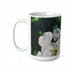 Ceramic White Cup 15oz - Poly Art - Flower, White
