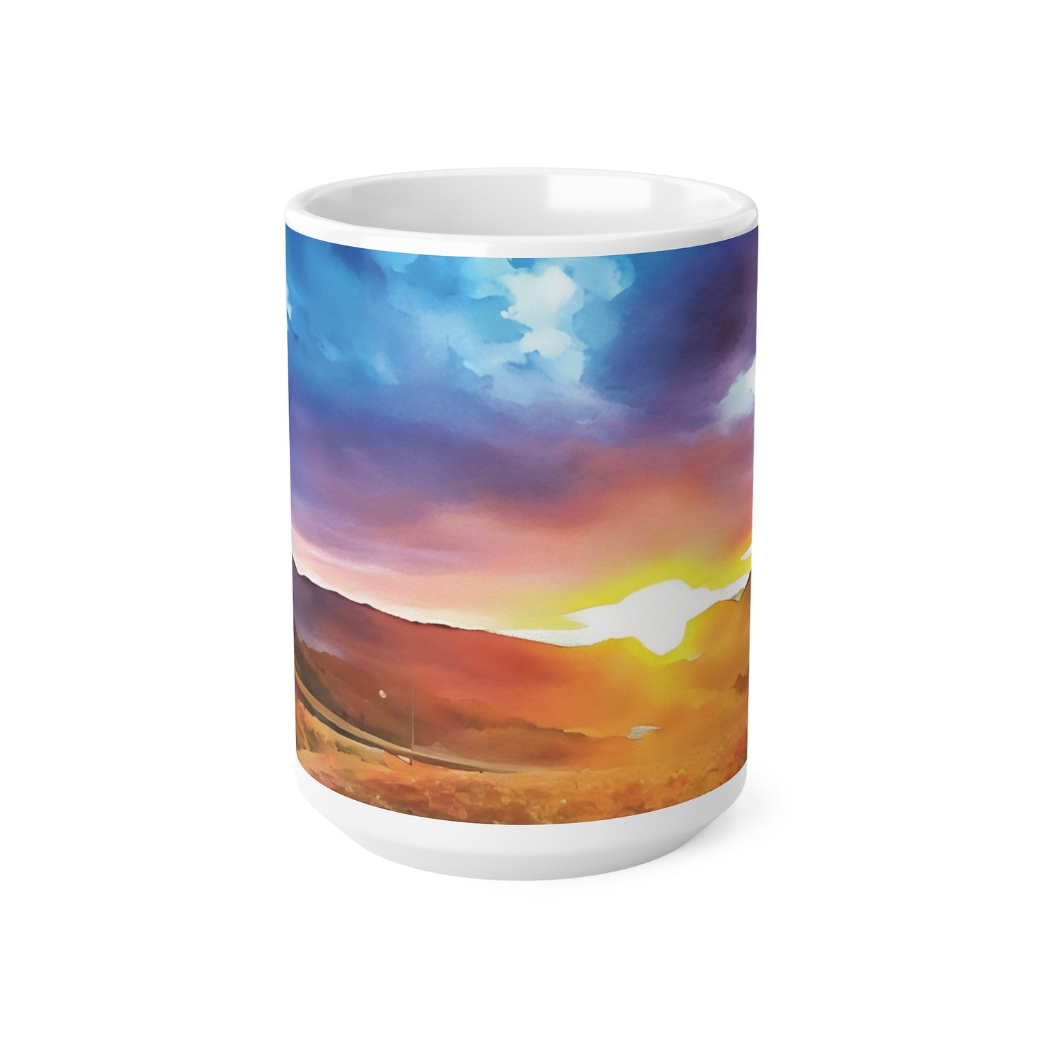 Ceramic White Cup 15oz - Tuscan Landscape (Variant 2)