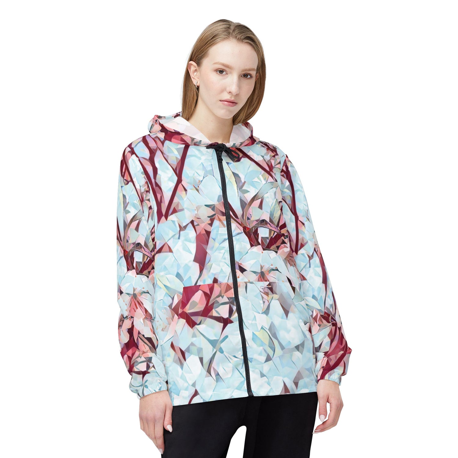 Windbreaker Jacket - Poly Art - Apple's Tree Flower (Variant 4)