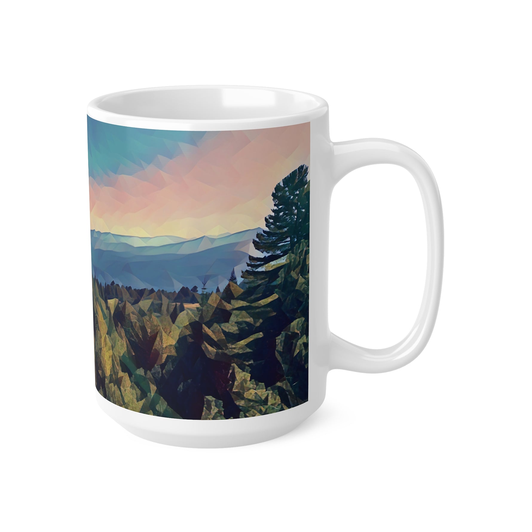 Ceramic White Cup 15oz - Poly Art - Tuscan Landscape (Variant 1)