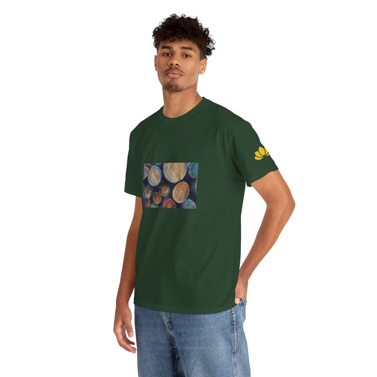 Unisex Heavy Cotton Tee - Poly Art - Wooden Trunks (Variant 3)
