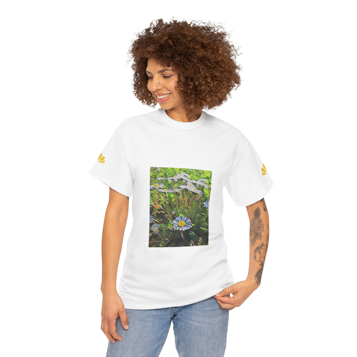Unisex Heavy Cotton Tee - Poly Art - Flower of Daisies (Variant 1)