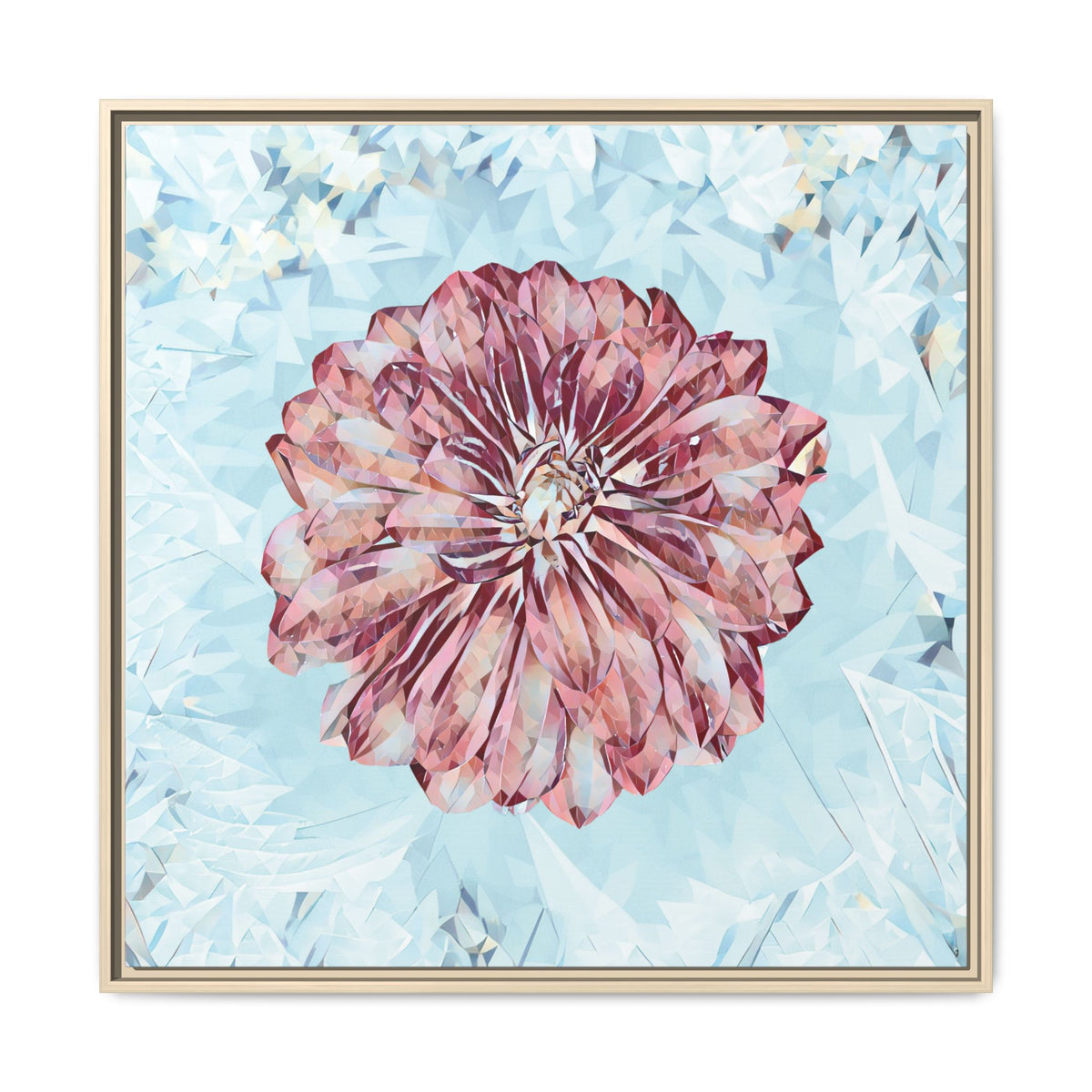 Dahlia (Glacial Blue) | Poly Art | Framed Canvas