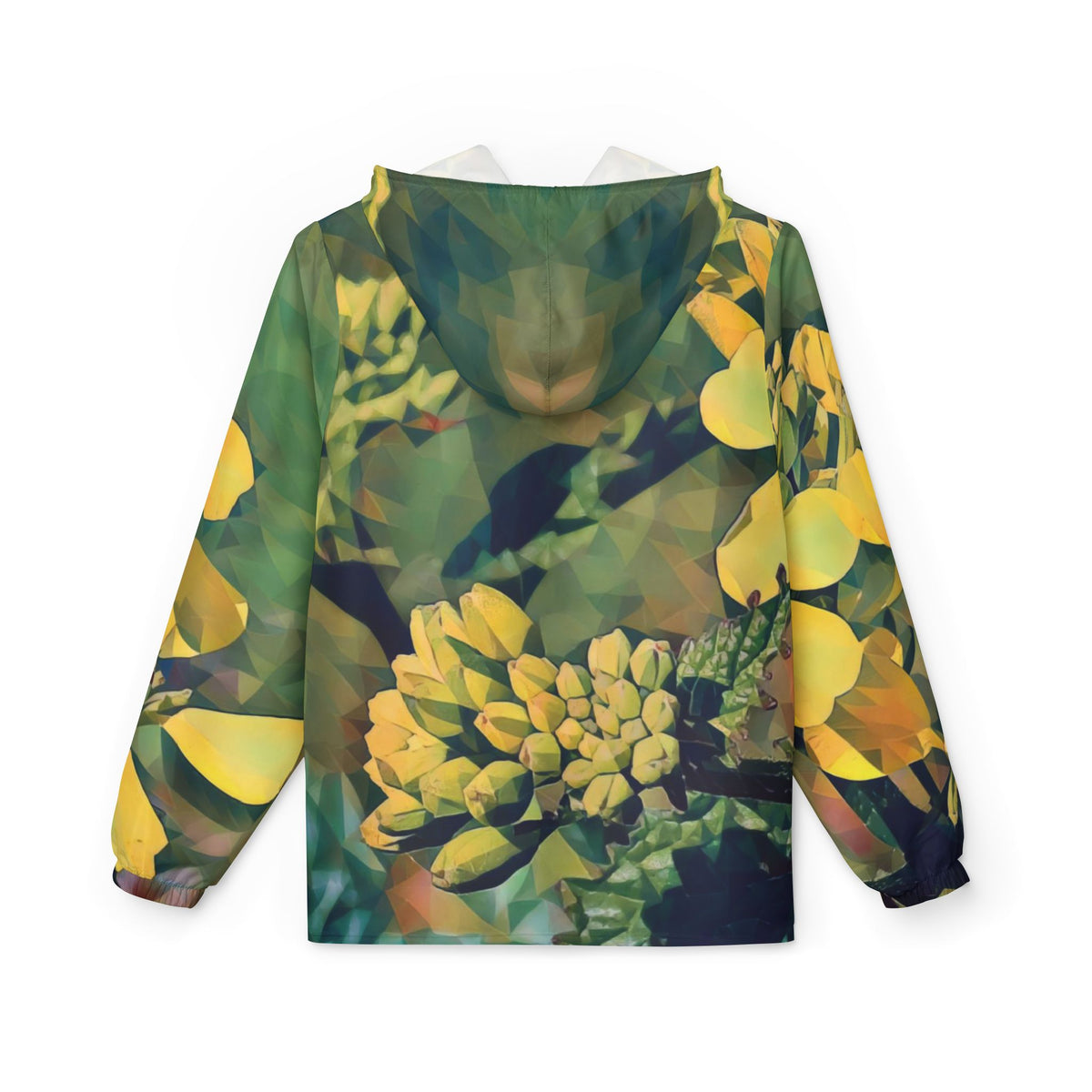 Windbreaker Jacket - Poly Art - Flower, Yellow Petals