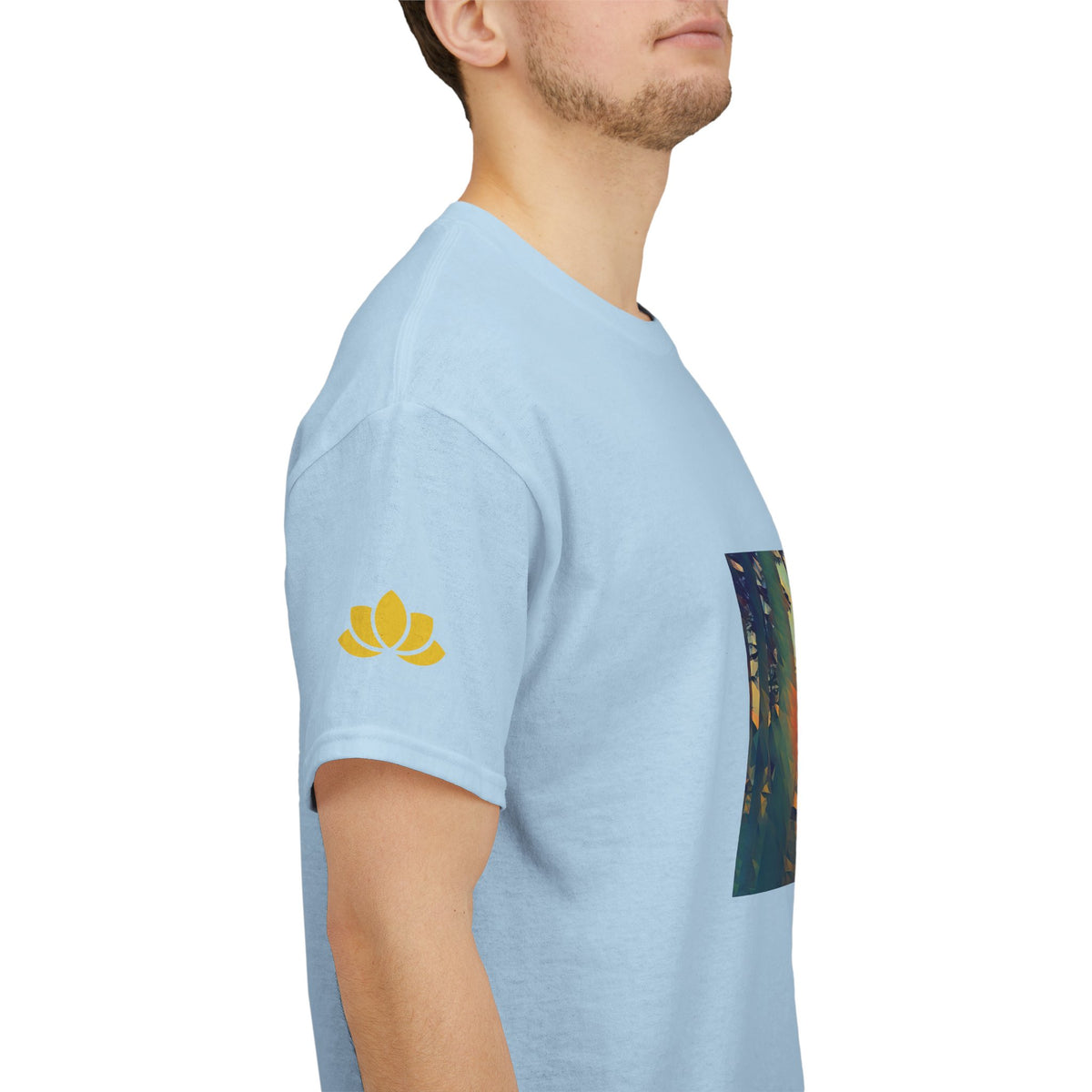 Unisex Heavy Cotton Tee - Poly Art - Forest Sunset (Variant 1)
