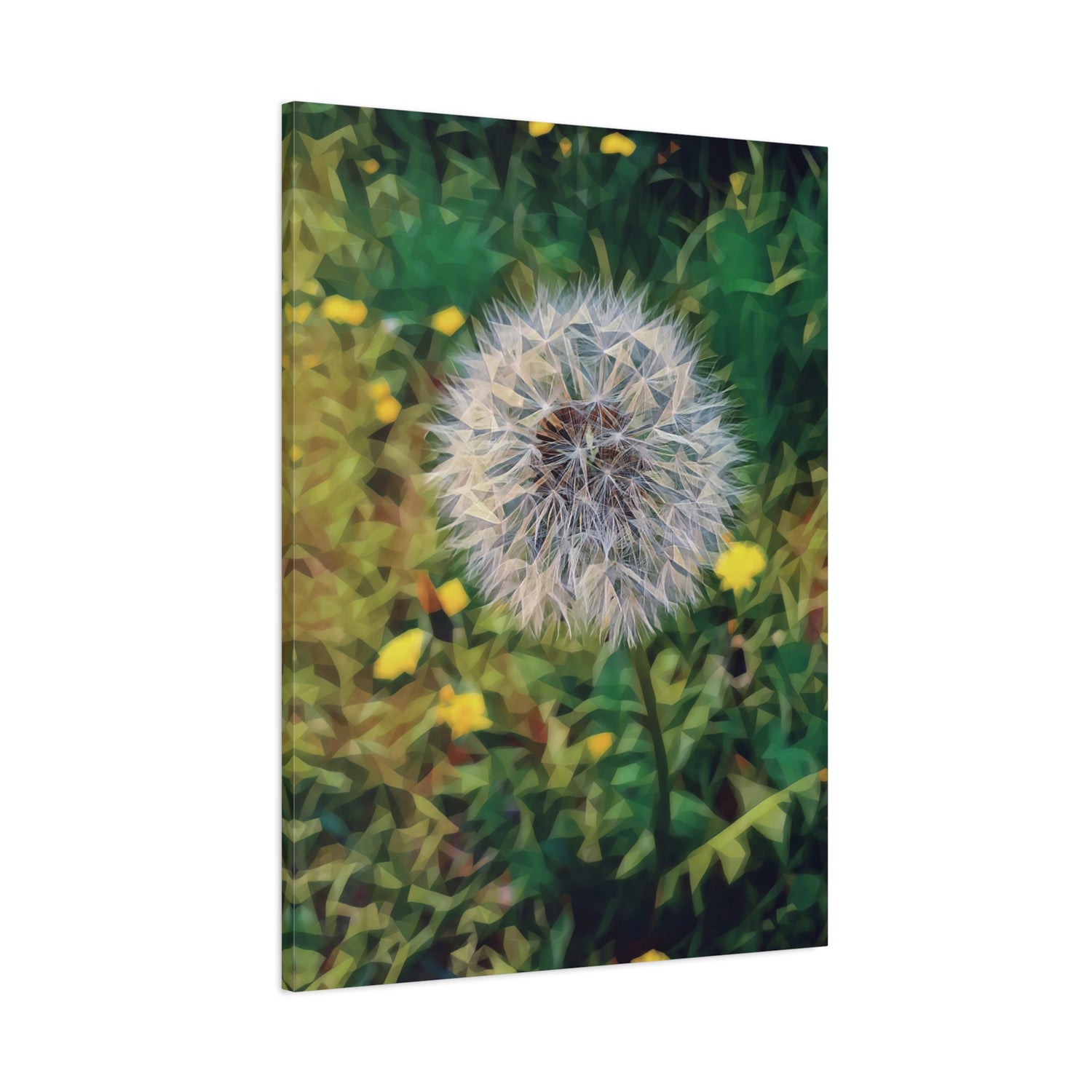 Stretched Matte Canvas - Poly Art - Flower of Dandelion (Variant 2)