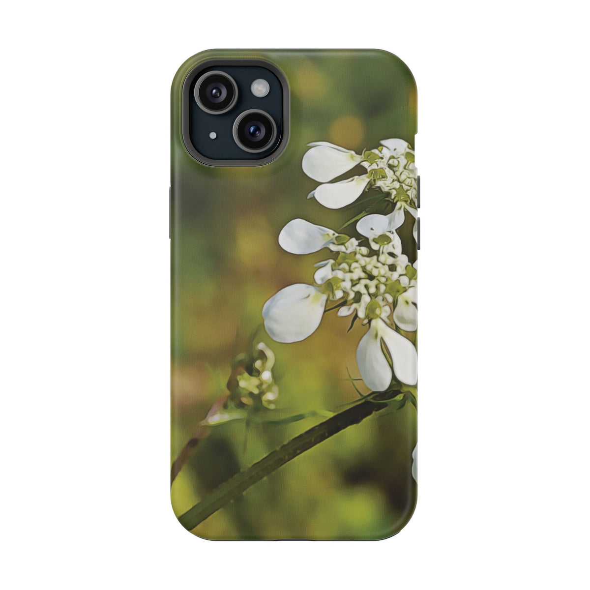 Magnetic Tough Phone Case - Flower, White