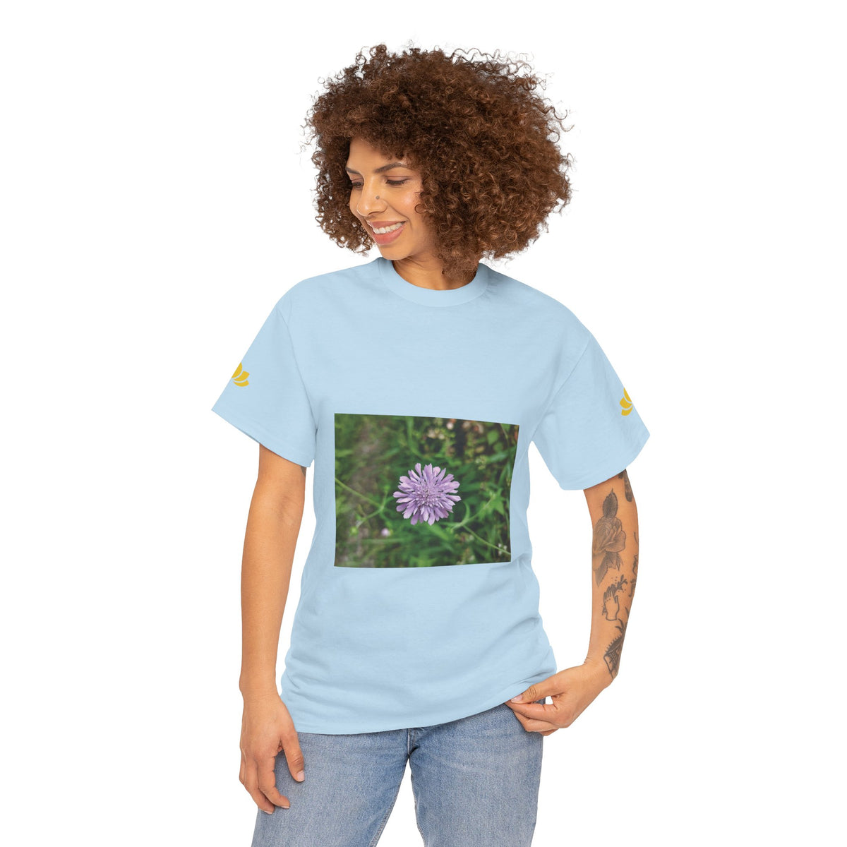 Unisex Heavy Cotton Tee - Flower of Knautia Integrifolia (Ambretta Annuale)
