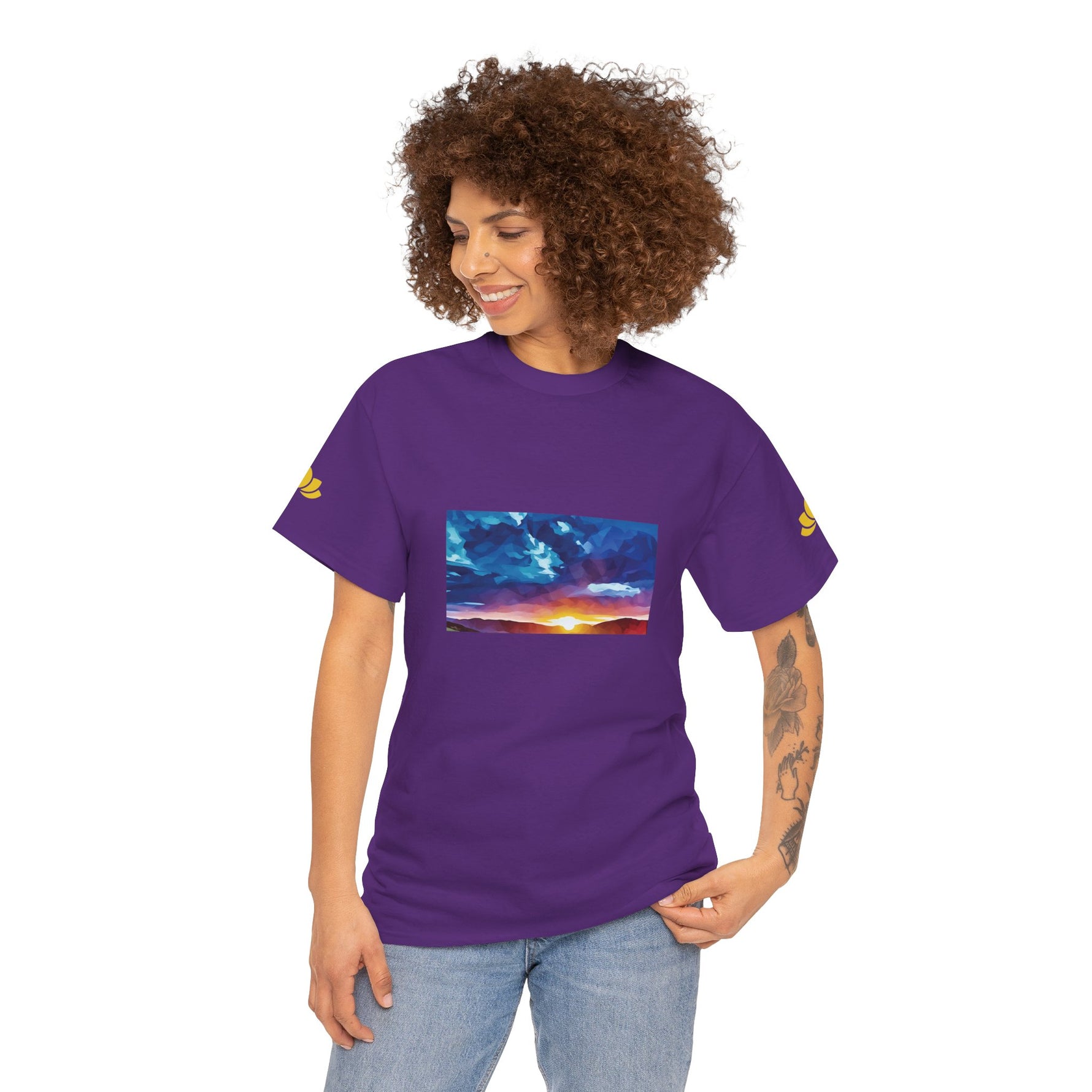 Unisex Heavy Cotton Tee - Poly Art - Sunset Sky (Variant 1)