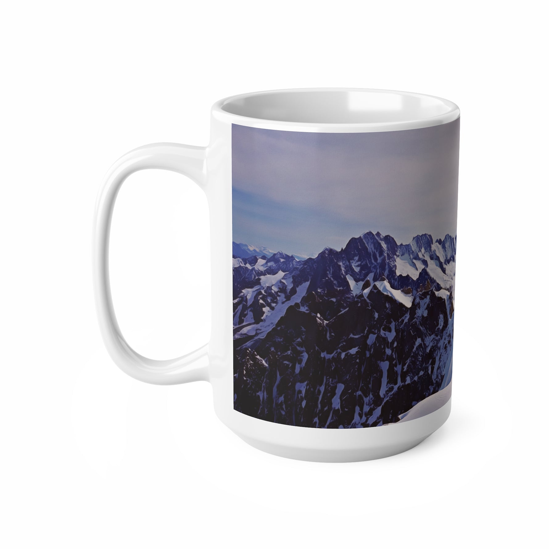 Ceramic White Cup 15oz - View from Mont Blanc (Variant 2)