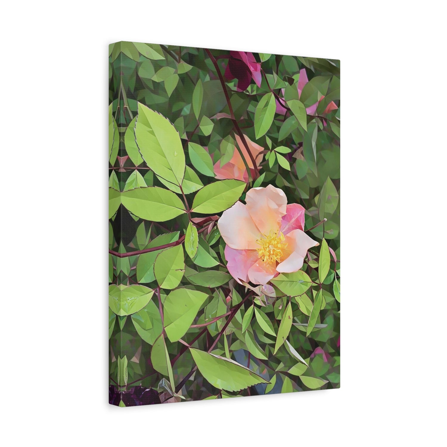 Stretched Matte Canvas - Poly Art - Flower of Rose (Variant 1)