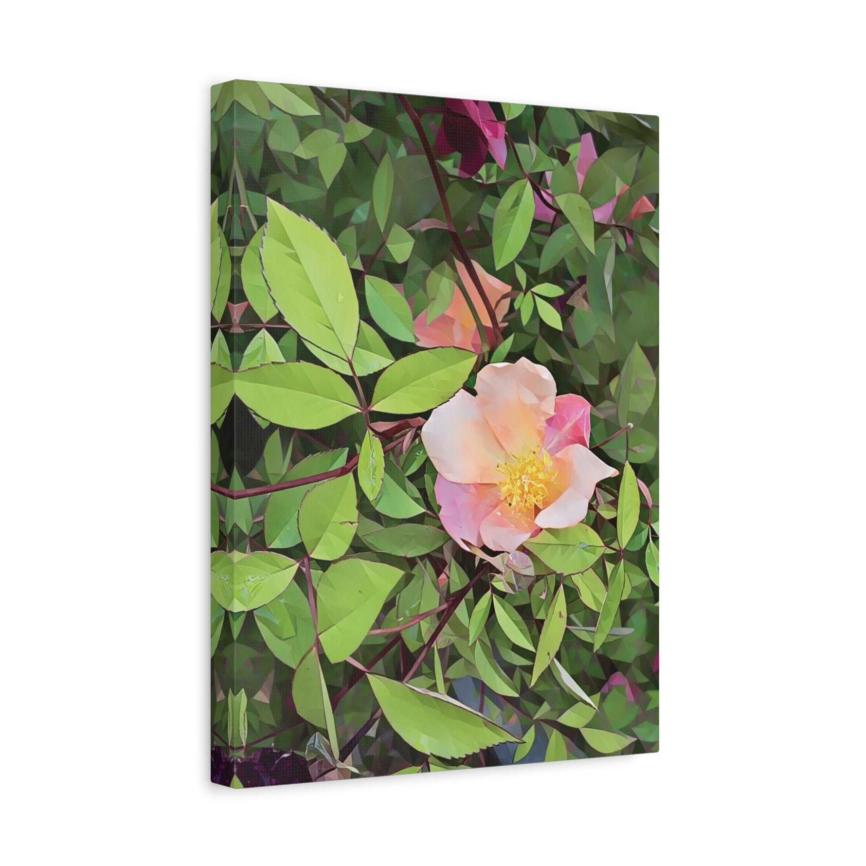 Stretched Matte Canvas - Poly Art - Flower of Rose (Variant 1)