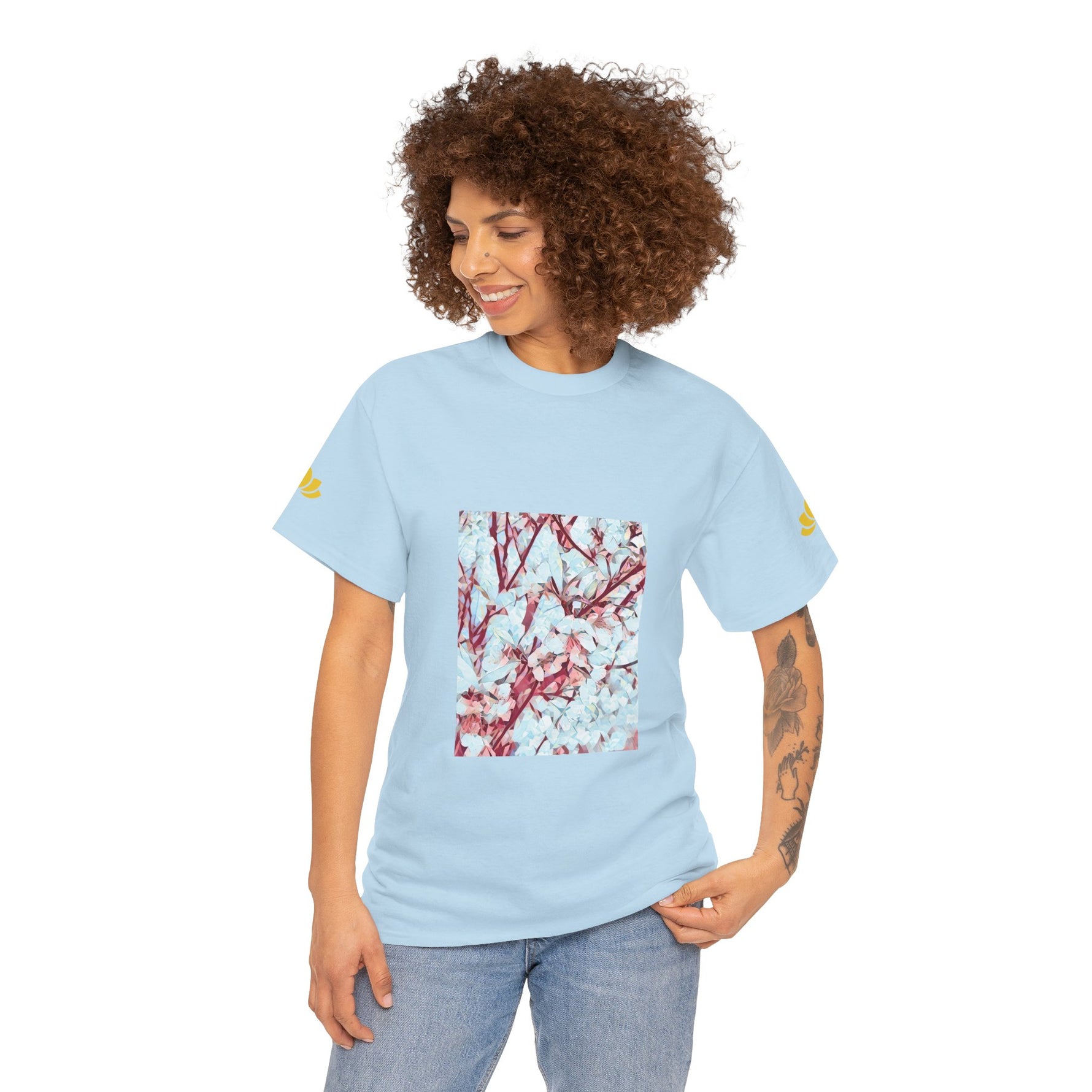 Unisex Heavy Cotton Tee - Poly Art - Apple's Tree Flower (Variant 4)