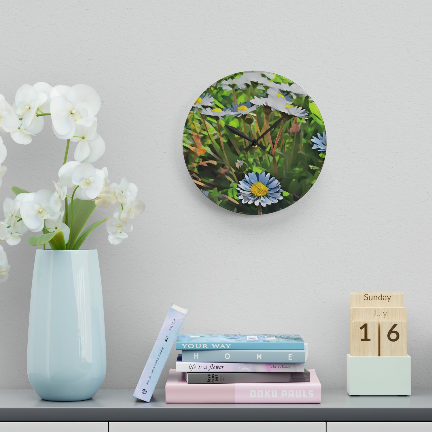 Acrylic Wall Clock - Poly Art - Flower of Daisies (Variant 1)