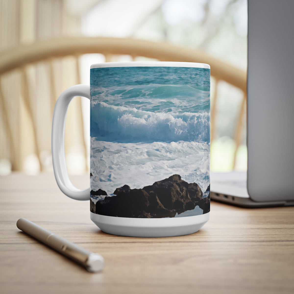 Ceramic White Cup 15oz - Sea (Variant 06)