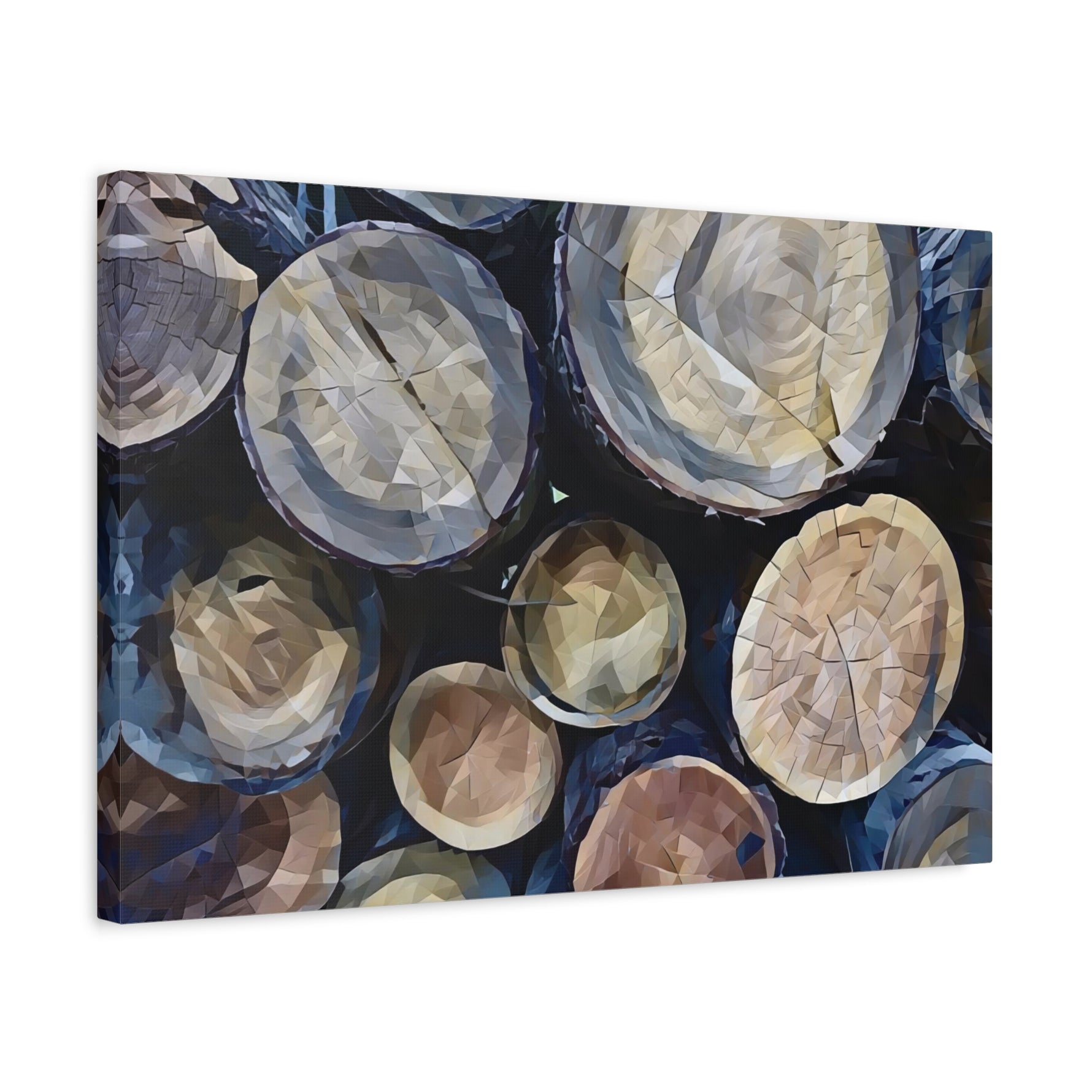 Stretched Matte Canvas - Poly Art - Wooden Trunks (Variant 1)