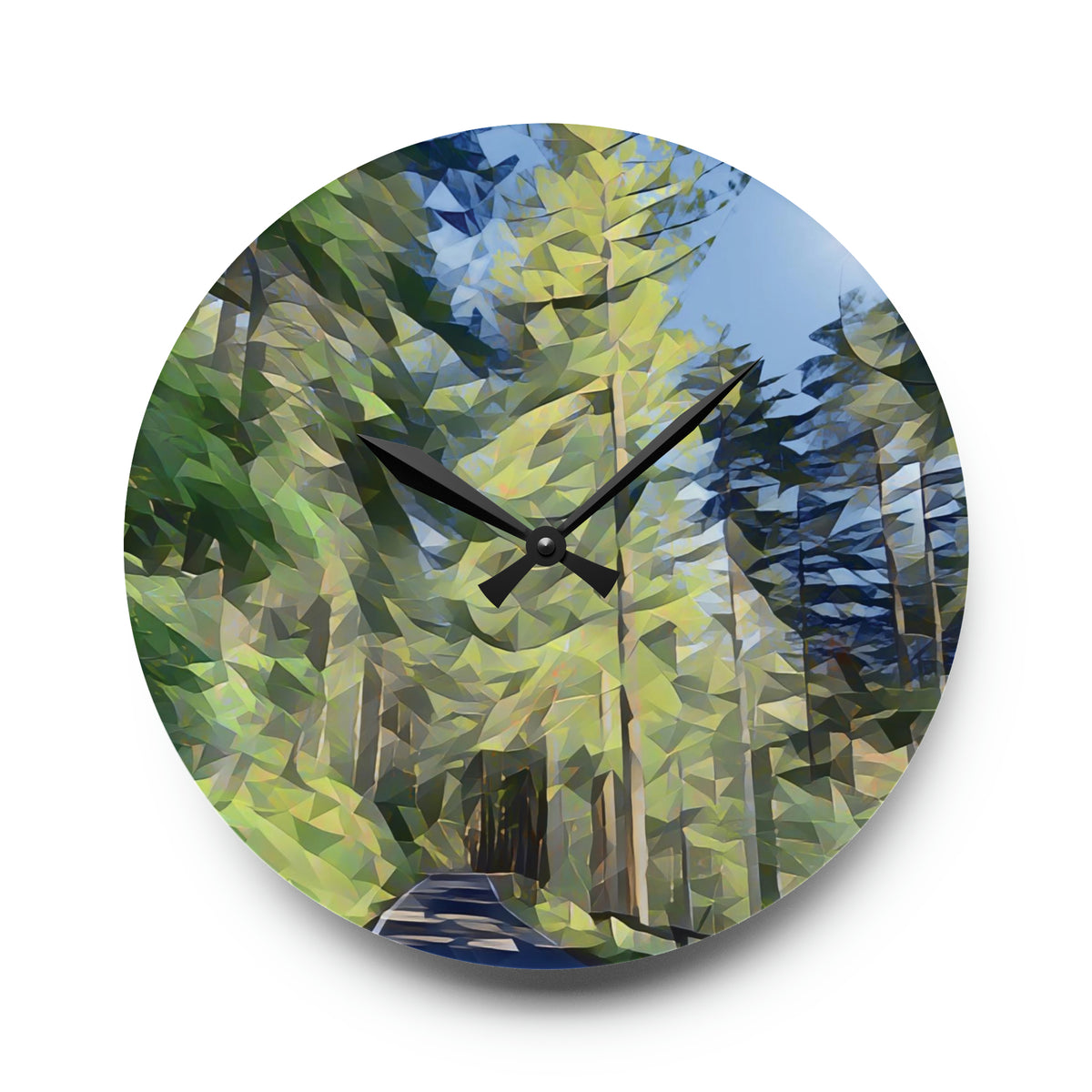 Acrylic Wall Clock - Poly Art - Forest (Variant 08)