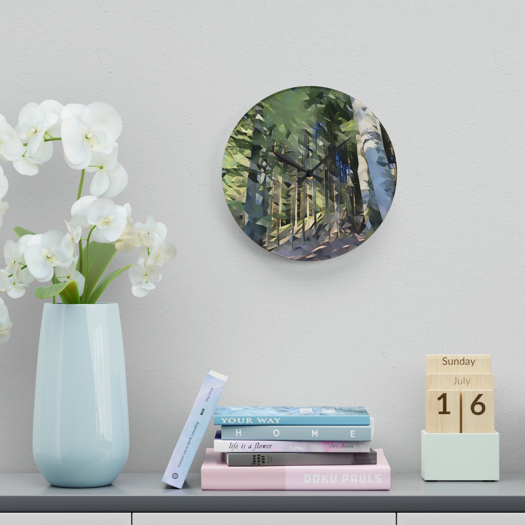 Acrylic Wall Clock - Poly Art - Forest (Variant 07)