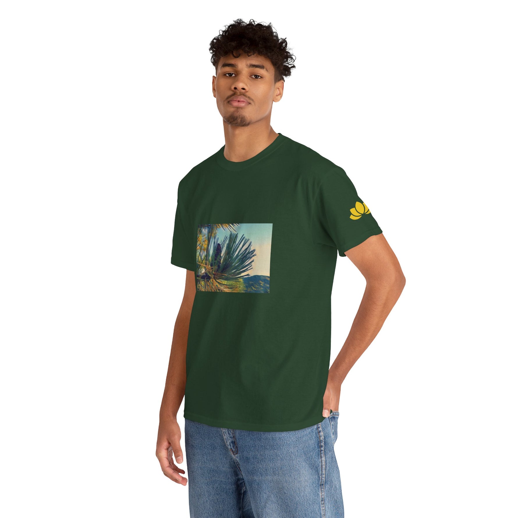 Unisex Heavy Cotton Tee - Poly Art - Fir Pinecone