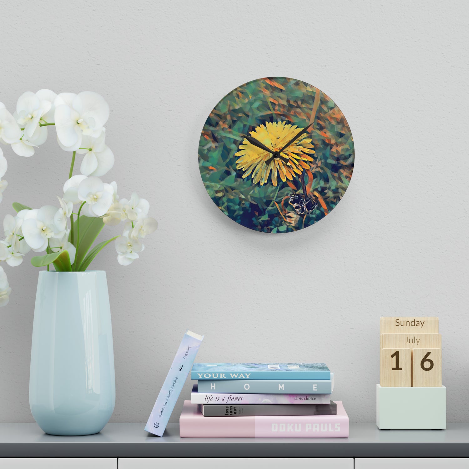 Acrylic Wall Clock - Poly Art - Flower of Dandelion (Variant 1)