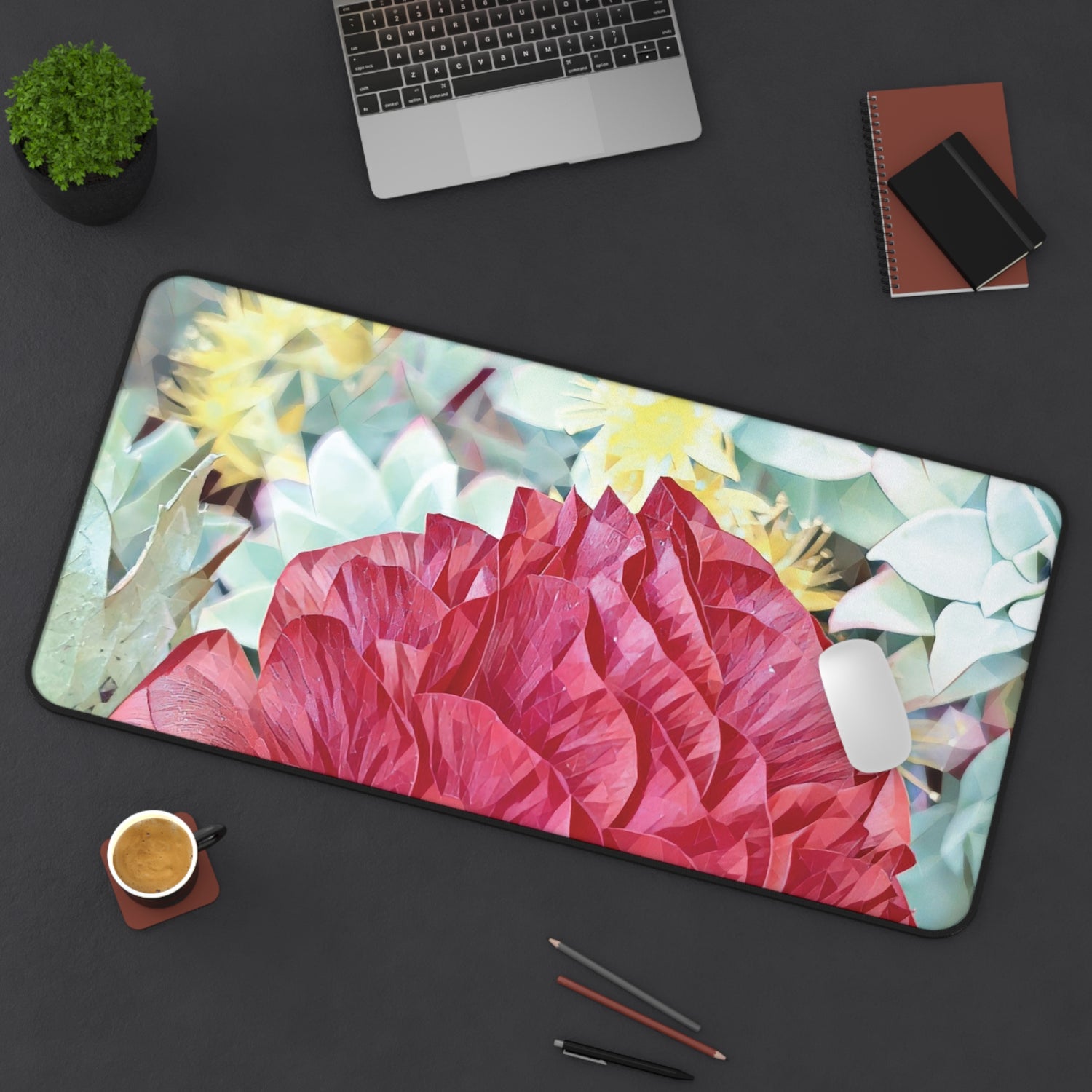 Desk Mat - Poly Art - Flower of Dahlia in red (Variant 2)