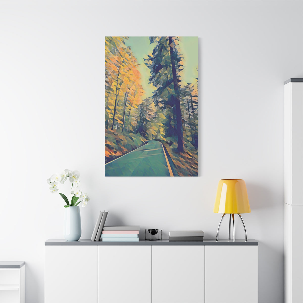 Stretched Matte Canvas - Poly Art - Forest (Variant 04)