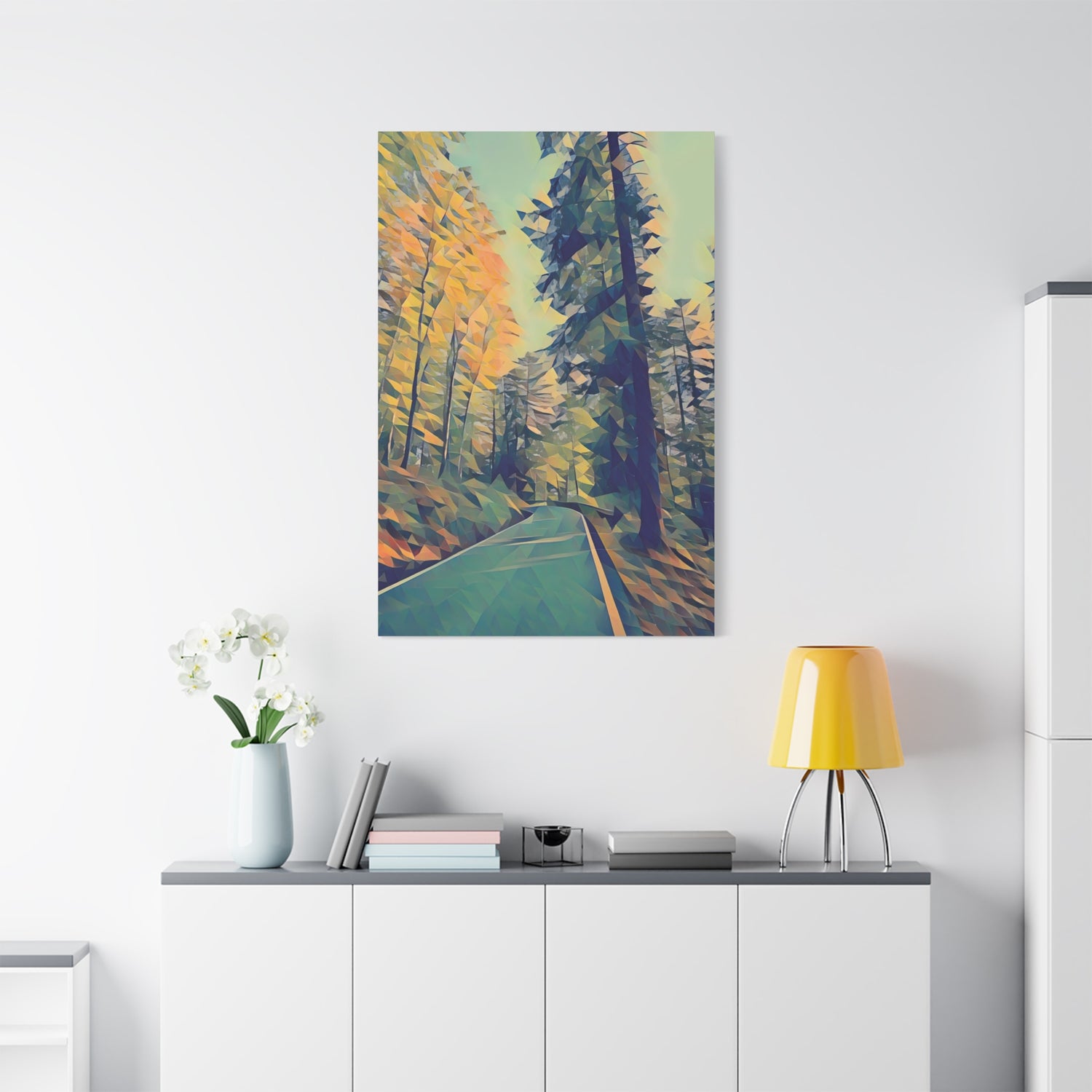 Stretched Matte Canvas - Poly Art - Forest (Variant 04)