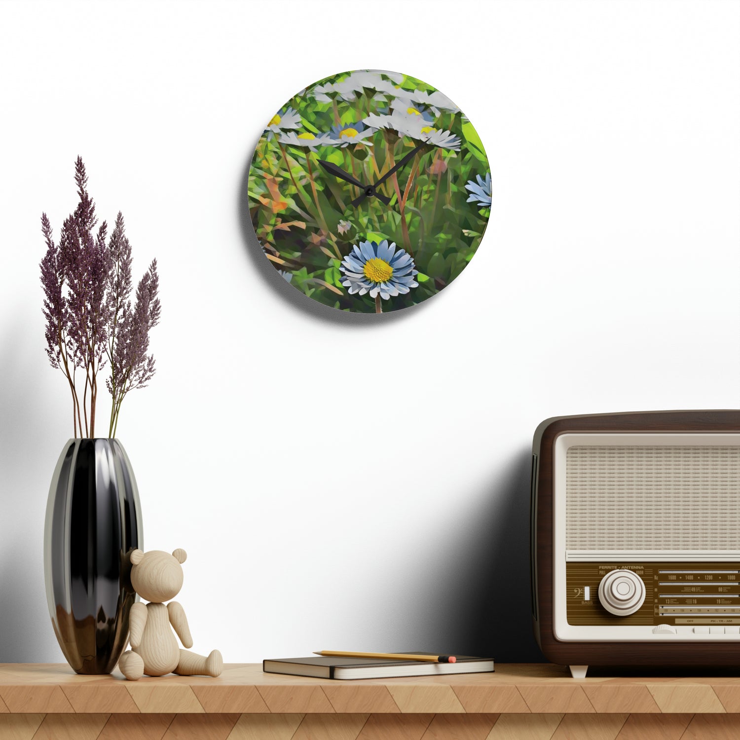 Acrylic Wall Clock - Poly Art - Flower of Daisies (Variant 1)