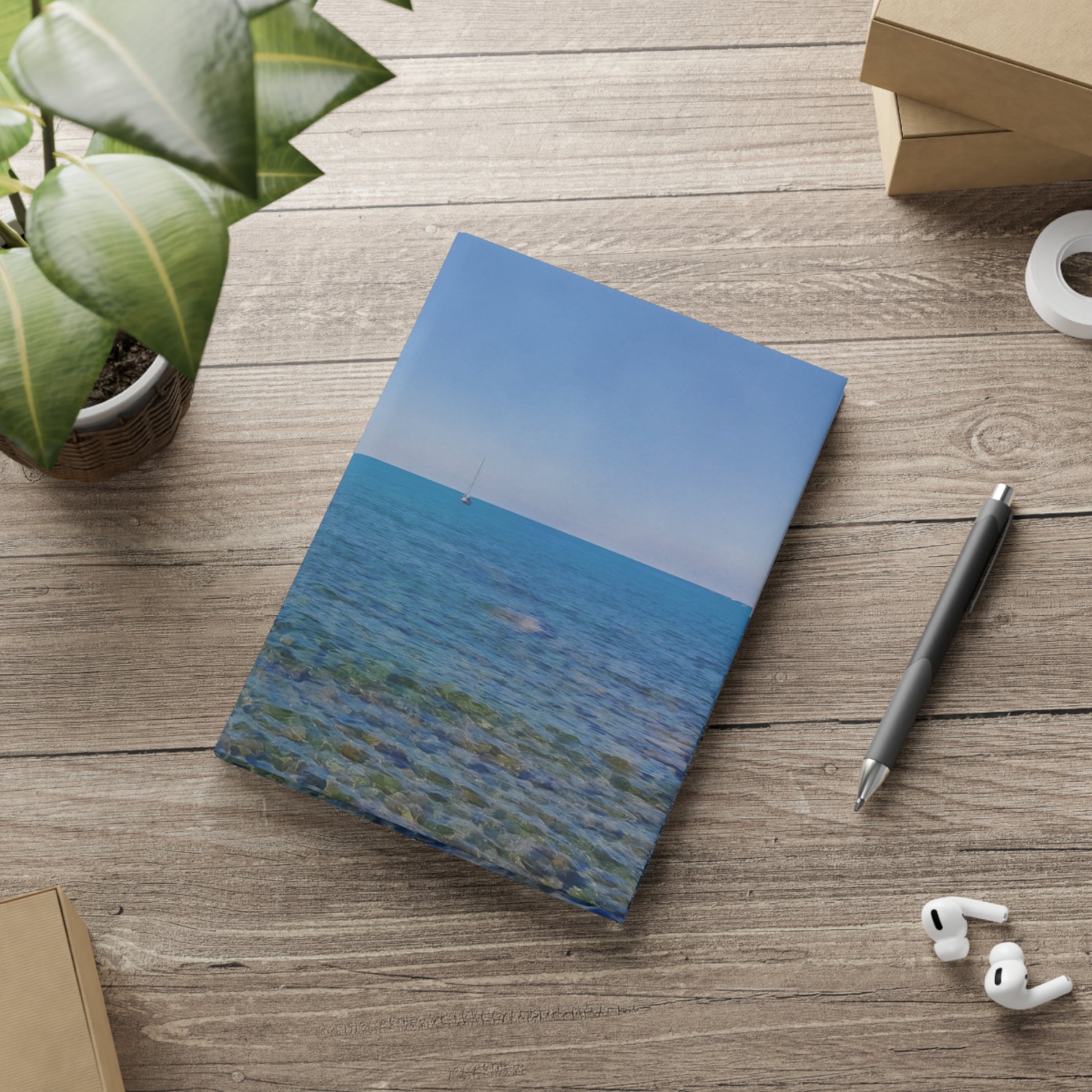 Hardcover Notebook with Puffy Covers - Sea Landscape (Variant 02)