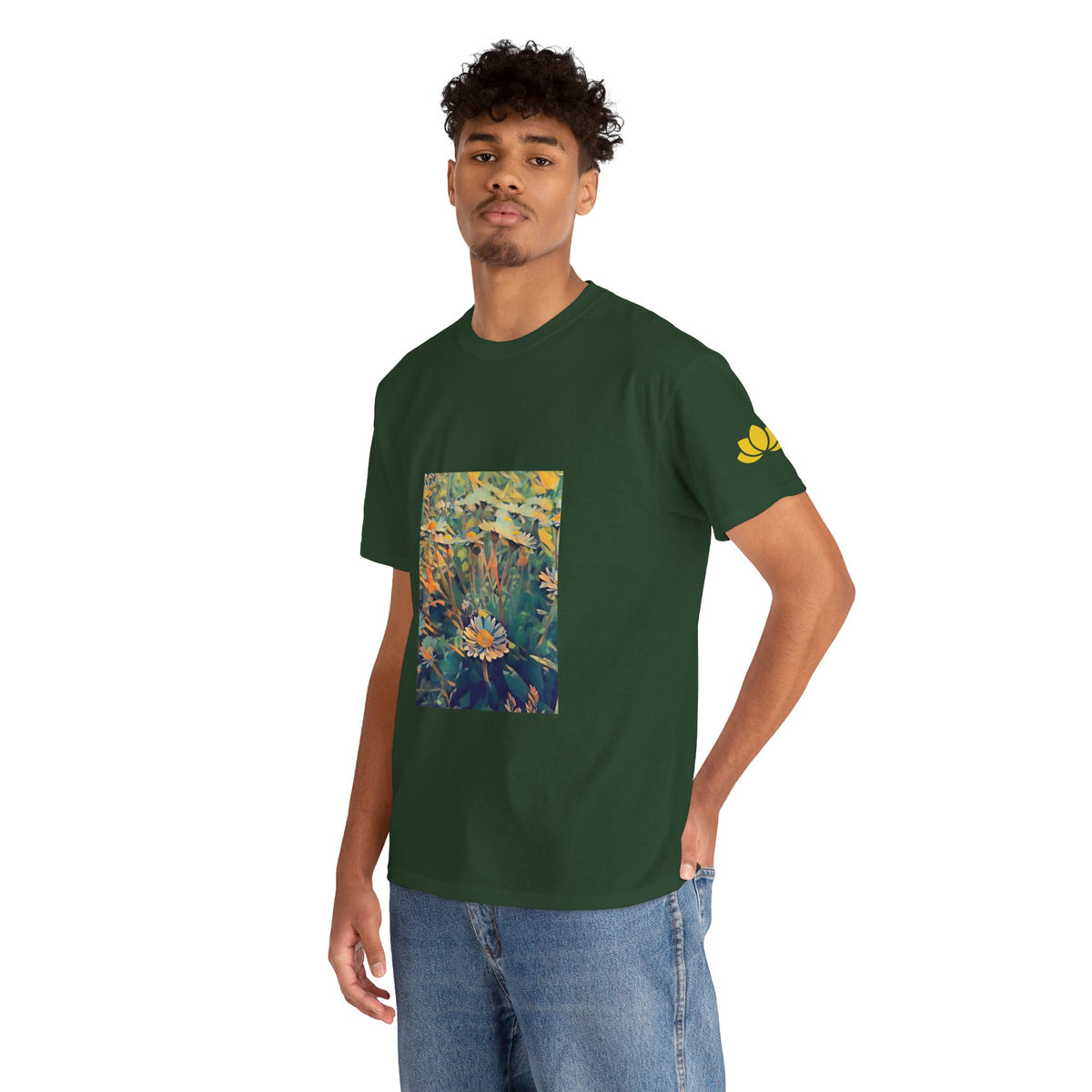 Unisex Heavy Cotton Tee - Poly Art - Flower of Daisies (Variant 2)