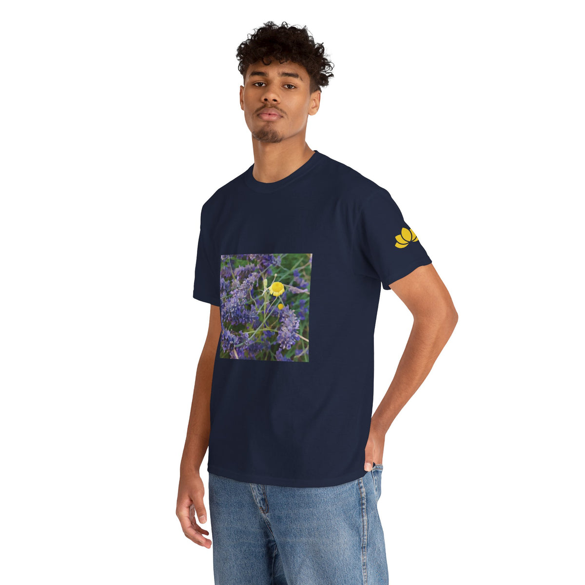 Unisex Heavy Cotton Tee - Flower of Lavender and Chamomile