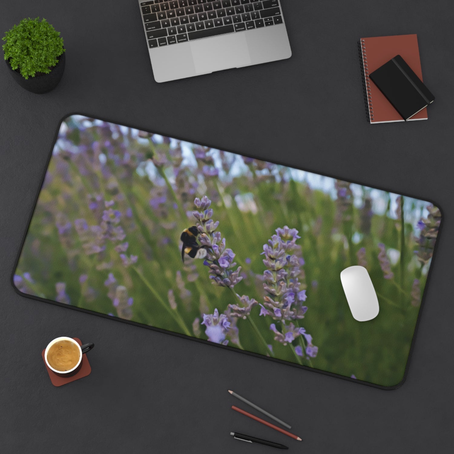 Desk Mat - Flower of Lavender and Bombus (Variant 2)