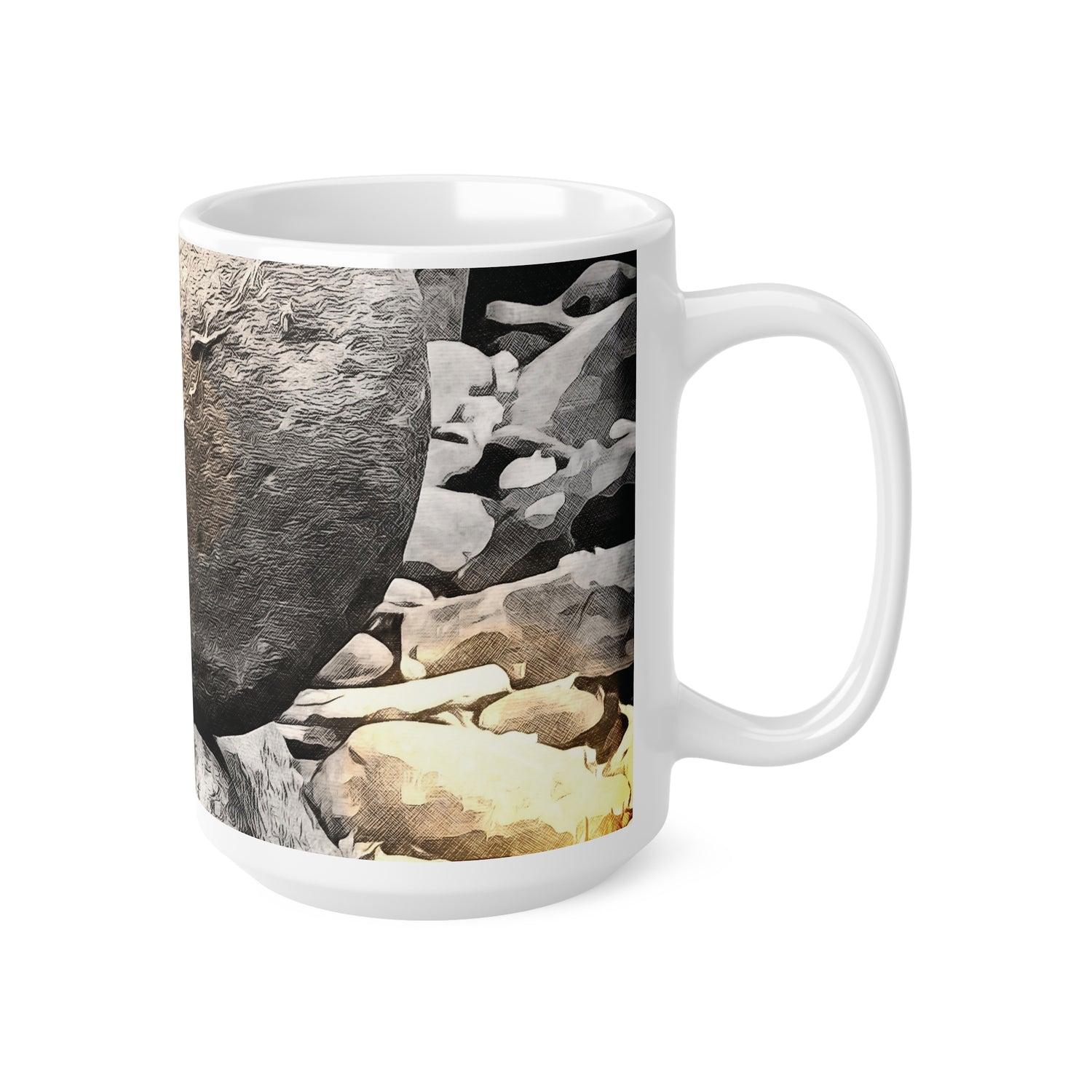 Ceramic White Cup 15oz - Stone Balance (Variant 1)