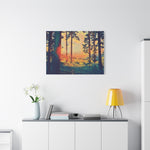 Stretched Matte Canvas - Poly Art - Forest Sunset (Variant 2)