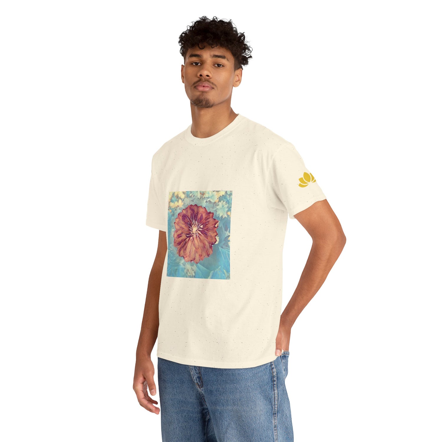 Unisex Heavy Cotton Tee - Poly Art - Flower of Dahlia (Variant 1)