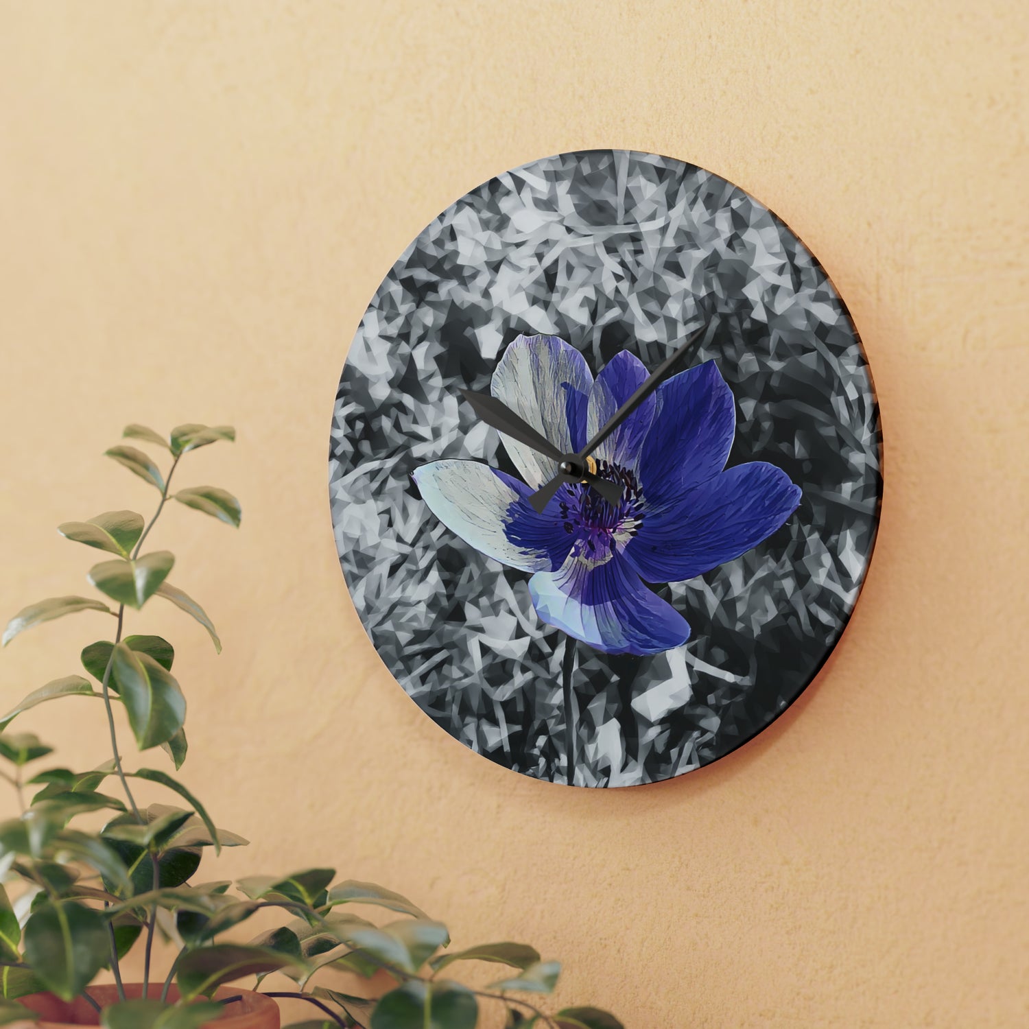 Acrylic Wall Clock - Poly Art - Flower of Anemone