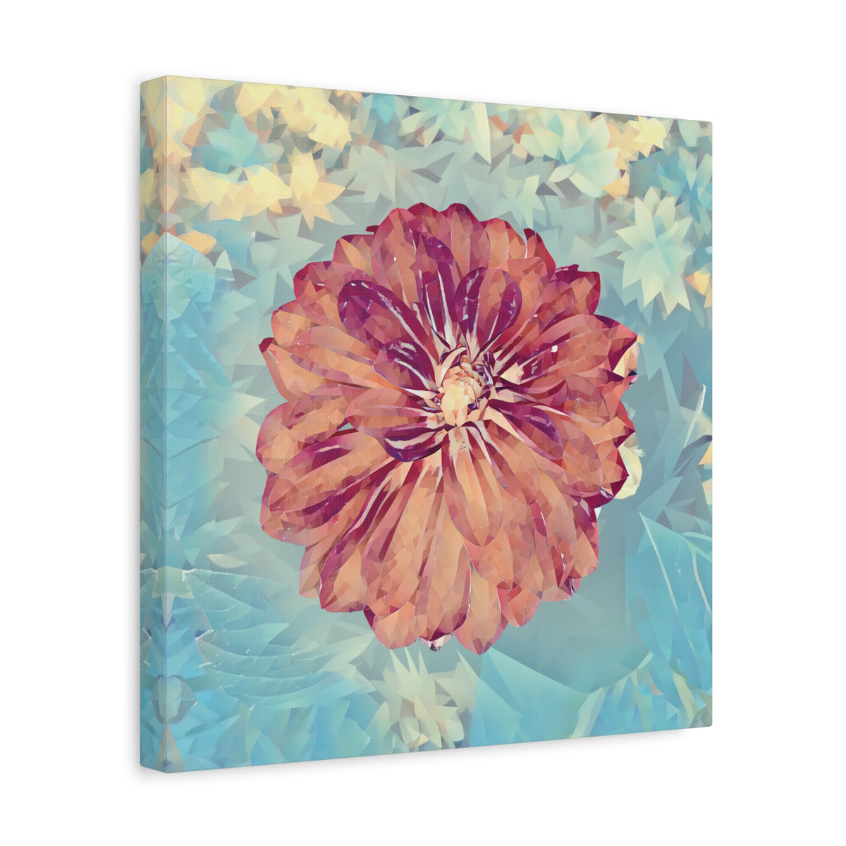 Stretched Matte Canvas - Poly Art - Flower of Dahlia (Variant 1)