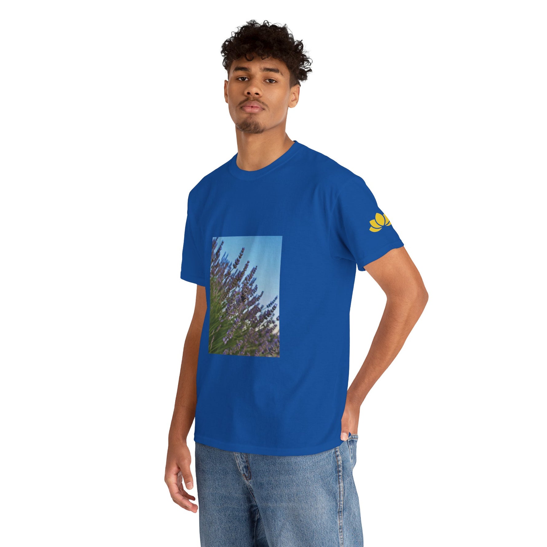 Unisex Heavy Cotton Tee - Flower of Lavender with Bombus