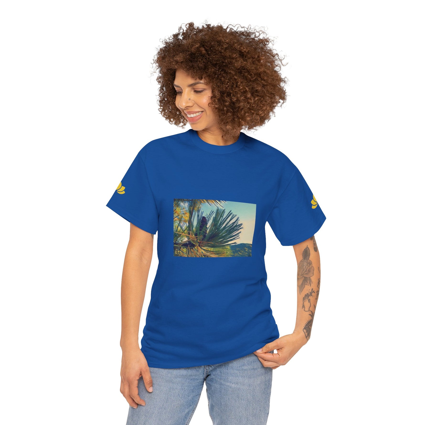 Unisex Heavy Cotton Tee - Poly Art - Fir Pinecone