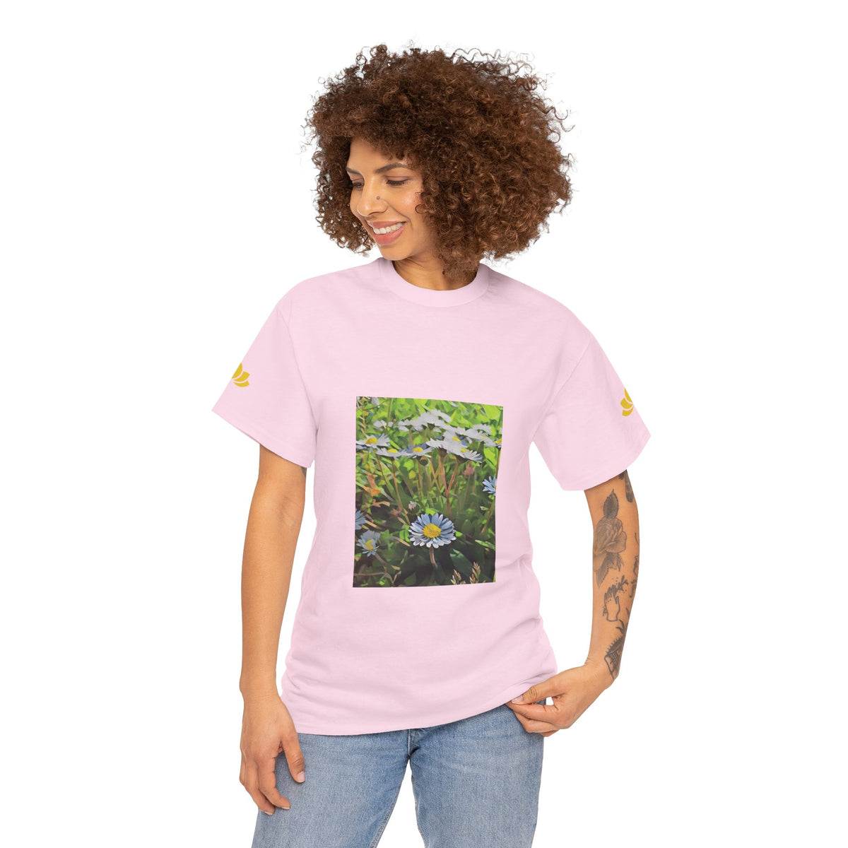 Unisex Heavy Cotton Tee - Poly Art - Flower of Daisies (Variant 1)