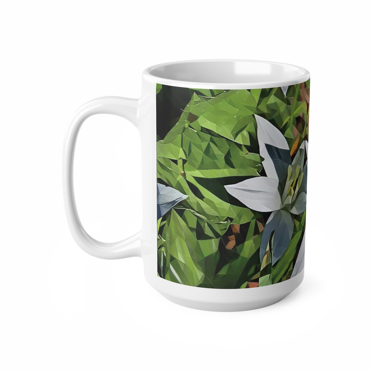 Ceramic White Cup 15oz - Poly Art - Flower of Ornithogalum (Variant 1)