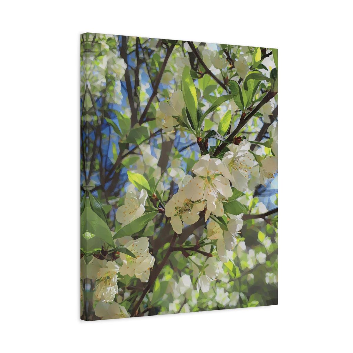 Stretched Matte Canvas - Poly Art - Apple's Tree Flower (Variant 1)