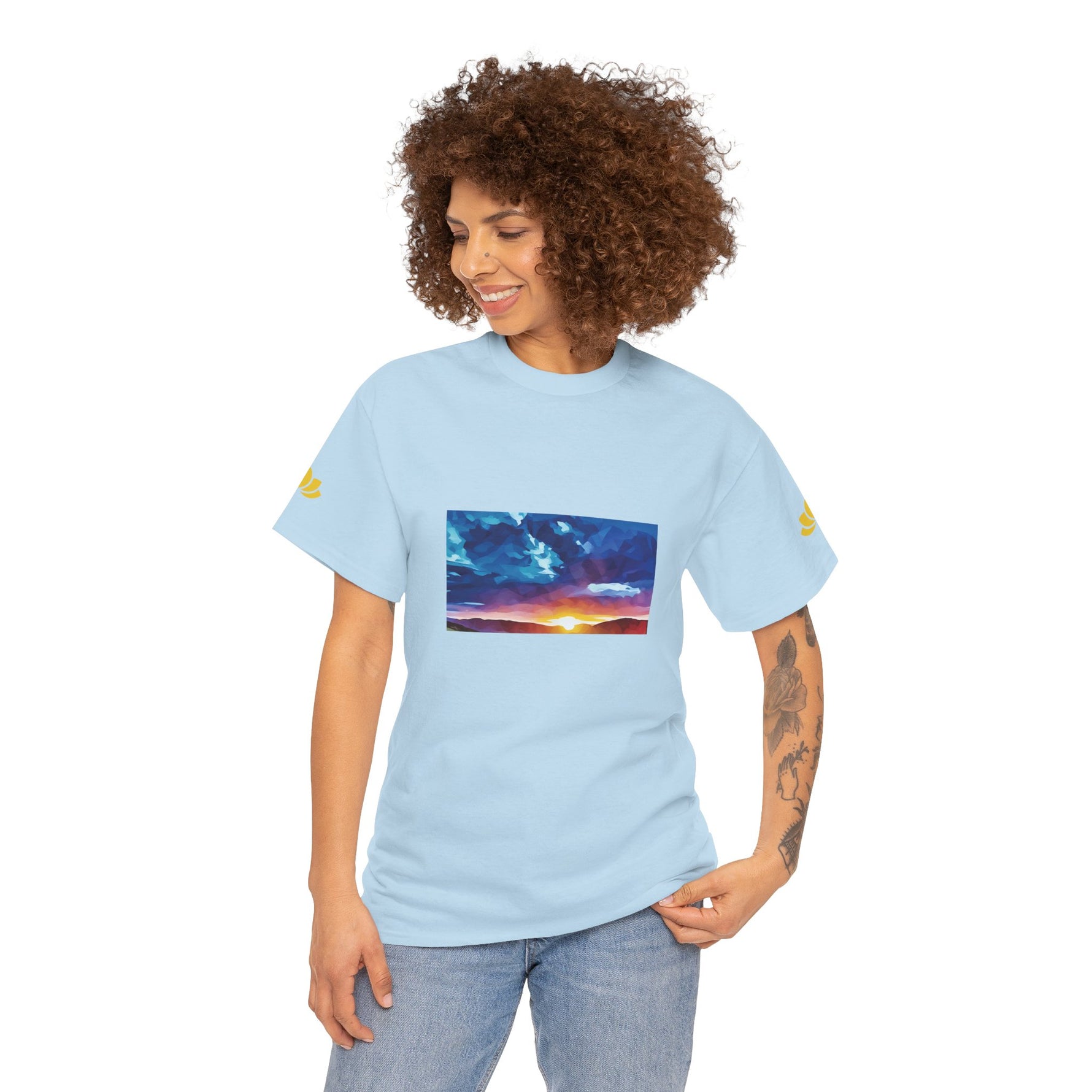 Unisex Heavy Cotton Tee - Poly Art - Sunset Sky (Variant 1)