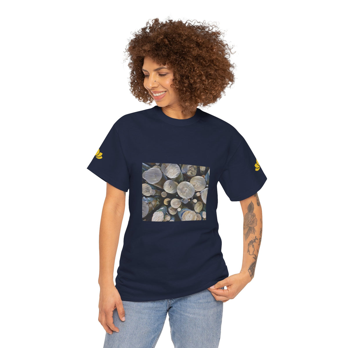 Unisex Heavy Cotton Tee - Poly Art - Wooden Trunks (Variant 1)