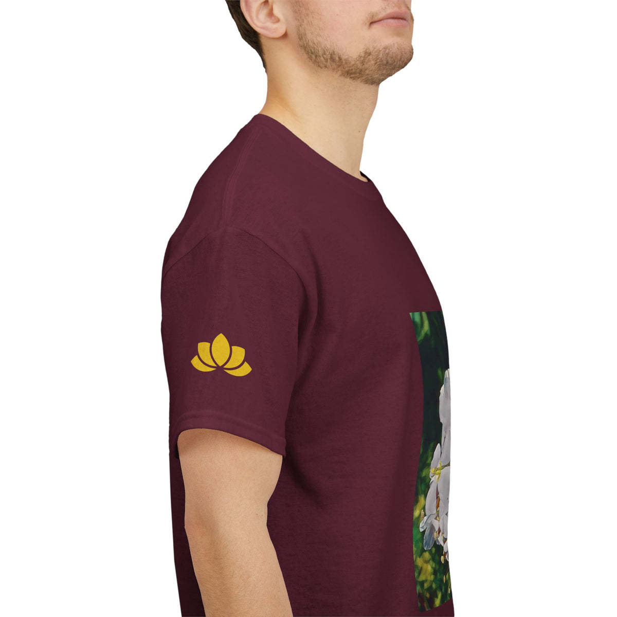 Unisex Heavy Cotton Tee - Poly Art - Flower, White