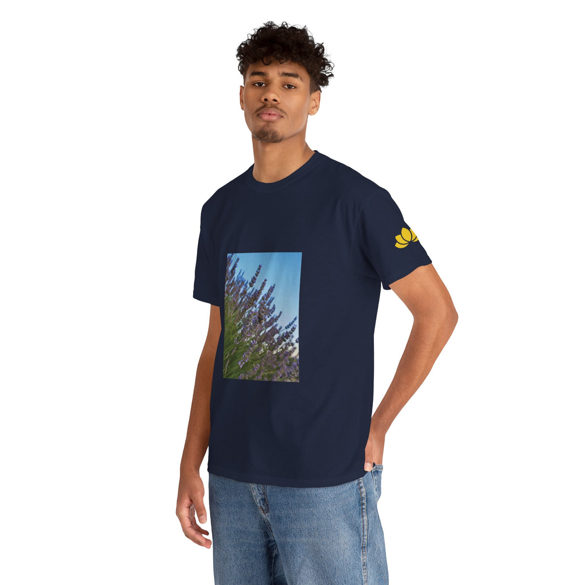 Unisex Heavy Cotton Tee - Flower of Lavender with Bombus