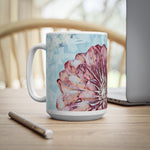 Ceramic White Cup 15oz - Poly Art - Flower of Dahlia (Variant 2)