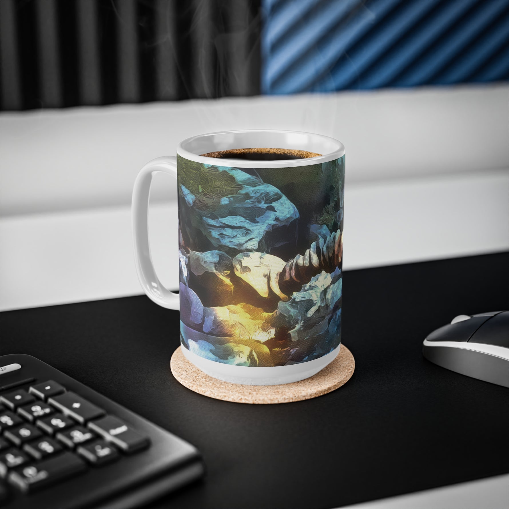 Ceramic White Cup 15oz - Stone Balance (Variant 2)